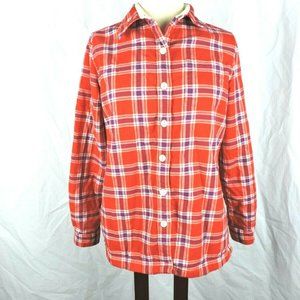 LL Bean Womens Fleece Lined Flannel Shirt Size S